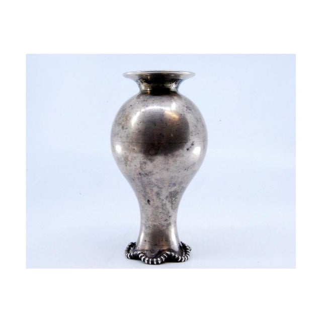 Silver Small Silver Vase with Circular Base and Relief on Top For Sale - Image 8 of 10