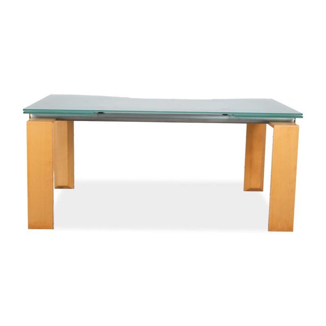 Wooden Stilt Dining Table with Glass from Desalto For Sale - Image 12 of 14