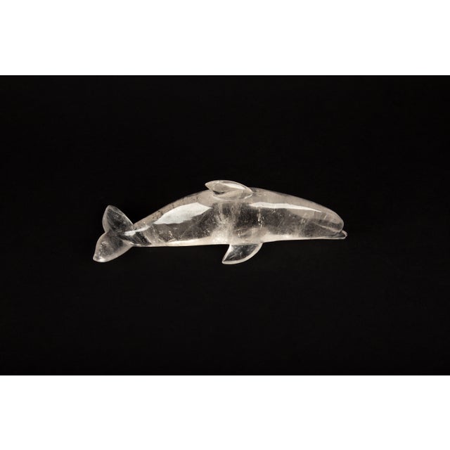 Early 21st Century Hand-Carved Rock Crystal Dolphin For Sale - Image 5 of 6