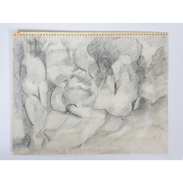 Mid-Century Modern Mid 20th Century Abstract Pencil Drawing by Naomi Boretz For Sale - Image 3 of 4