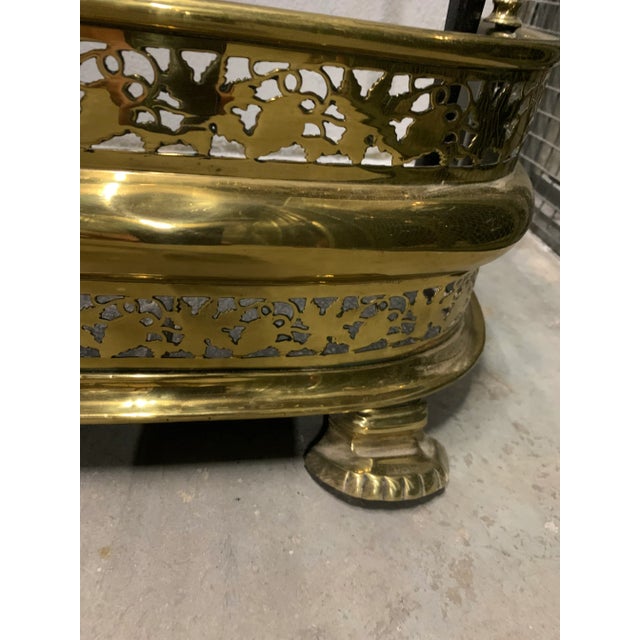 Vintage Art Nouveau Brass Fireplace Set For Sale - Image 4 of 13