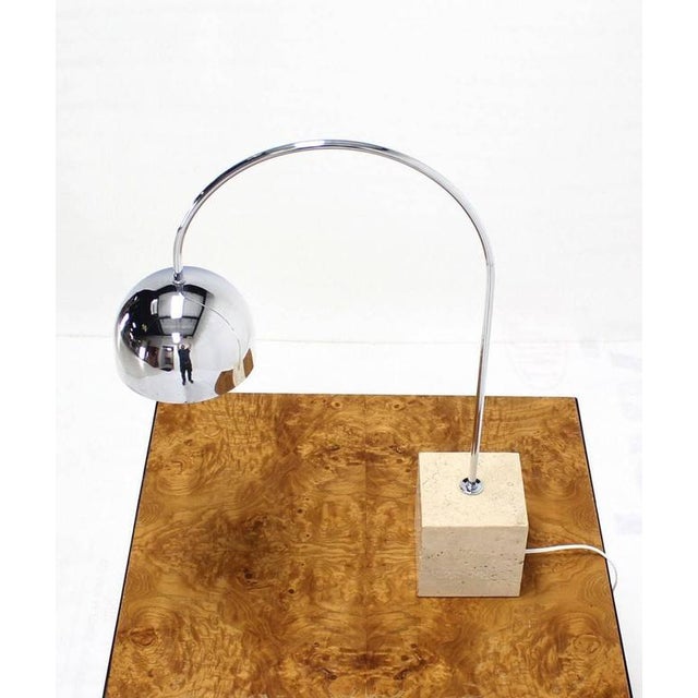 Mid 20th Century Vintage Mid Century Arco Marble Cube Base Chrome Table Lamp For Sale - Image 5 of 8