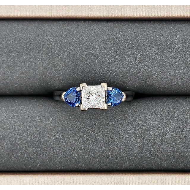 2.00 Ct Natural Diamond & Sapphire Ring Size 7 For Sale - Image 4 of 9