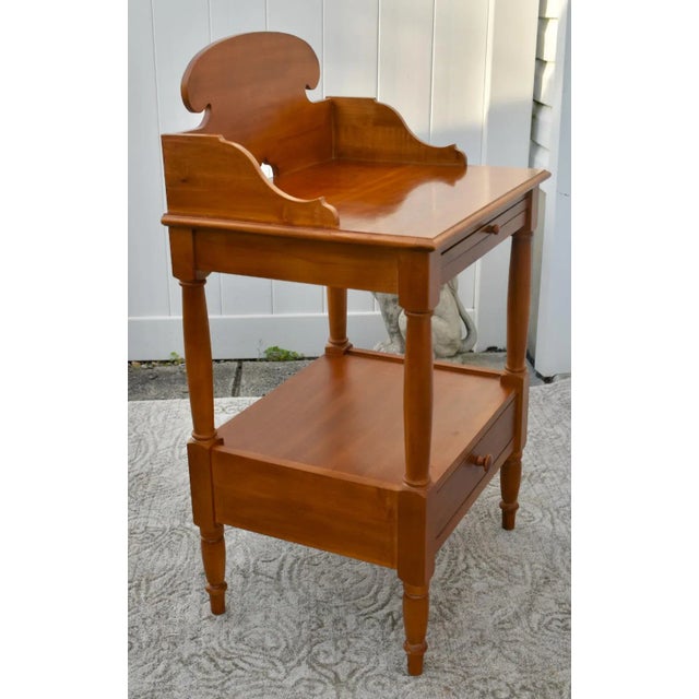 1990s Lexington Cherry Table Americana Style Vintage Stand Pull Out Drawer For Sale - Image 5 of 12