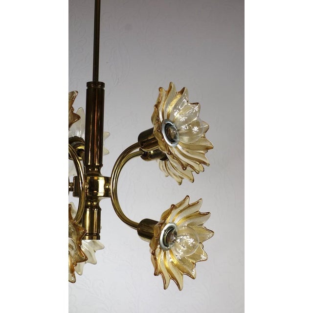 Vintage Hanging Light in Brass and Glass from Sische Leuchten, 1970s For Sale - Image 4 of 15
