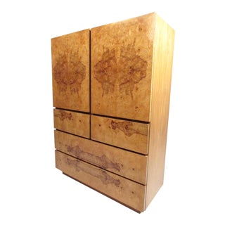 Mid-Century Modern Burl Maple Armoire by Lane For Sale