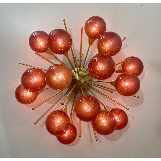 21st Century Mezzo Satin Brass Amethyst Bubbles Murano Flush Mount by Fabio LTD For Sale - Image 10 of 10