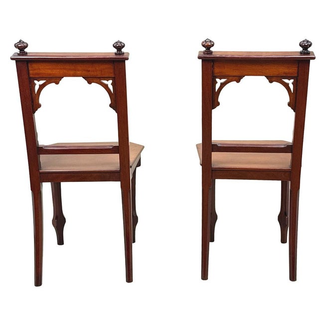 Brown Antique Victorian Mahogany Hall Chairs, 1880, Set of 2 For Sale - Image 8 of 14