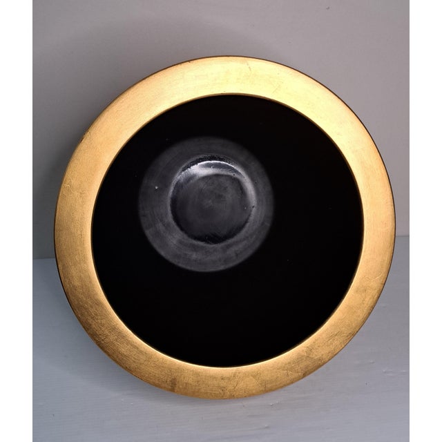 Black Large Vintage Chinoiserie Black & Gold Embossed Ceramic Cachepot Planter For Sale - Image 8 of 12