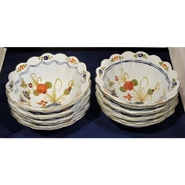 Vintage Amm Faenza Garofano Cereal Bowls - Set of 8 - Hand-Painted Italian Majolica For Sale - Image 4 of 6