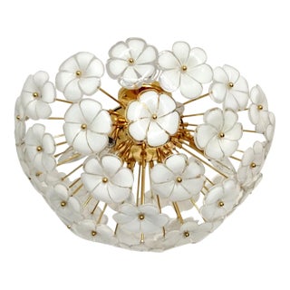 1980s Murano White Sputnik Calla Lily Light Chandelier For Sale