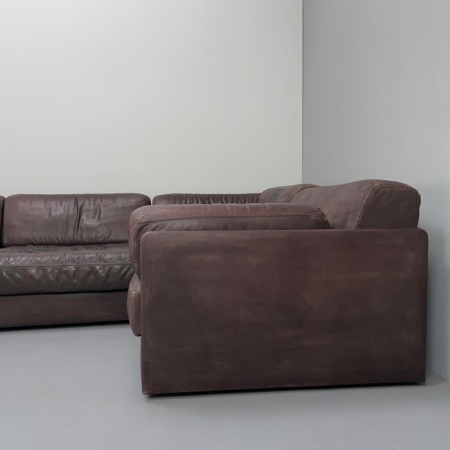 Large DS76 Modular Sofa in Brown Leather from de Sede, Switzerland, 1970s, Set of 5 For Sale - Image 6 of 18