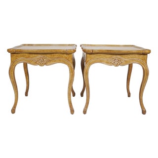 Late 20th Century Pair of Judson Rothschild Italian Rococo Louis XV Style End Tables | Distressed Walnut Finish For Sale