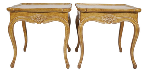 Late 20th Century Pair of Judson Rothschild Italian Rococo Louis XV Style End Tables | Distressed Walnut Finish