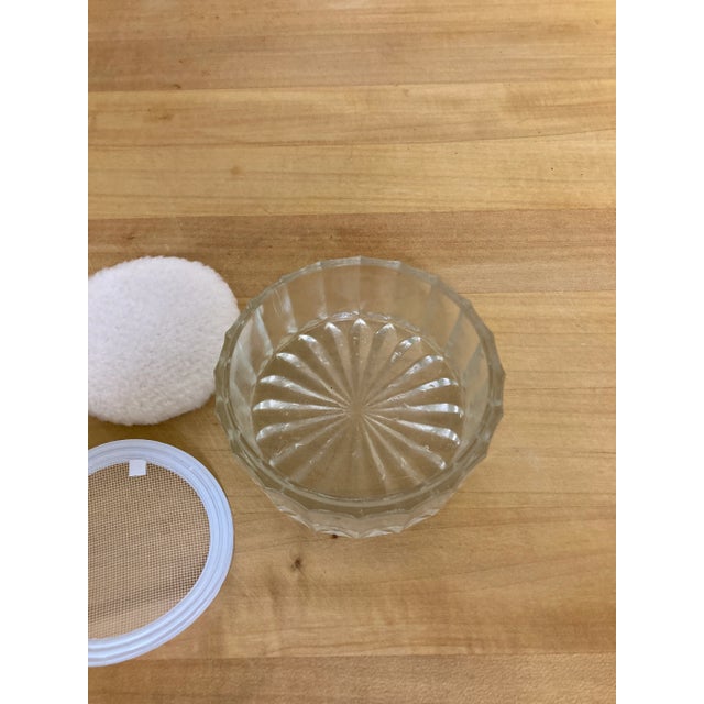 Silver 1940s Silver Plated & Glass Vanity Powder Jar With Puff For Sale - Image 8 of 9