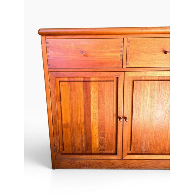 Mid-Century Modern Mid-Century Danish Solid Teak Sideboard Credenza Attributed to Nissen & Gehl For Sale - Image 3 of 17