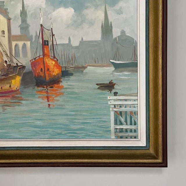 Paint Framed Mid-Century Modernist Oil Painting by Clebant For Sale - Image 7 of 13