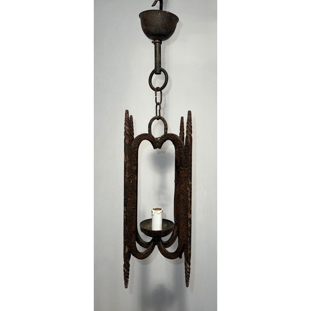 1950s Wrought Iron Lantern For Sale - Image 9 of 12