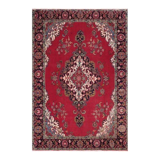 Shabby Chic Persian Vintage Tabriz Red/Purple Wool Rug - 9'8'' X 13'0'' For Sale
