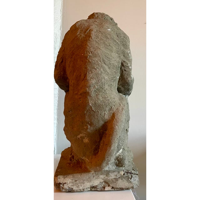 Stone Pair of French Cast Stone Monkey Garden Statues, 23-Inch, Vintage For Sale - Image 7 of 12