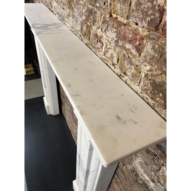 Mid 19th Century 19th Century Carrara Marble Bullseye Fireplace Mantelpiece - Missing Top Shelf Piece For Sale - Image 5 of 10
