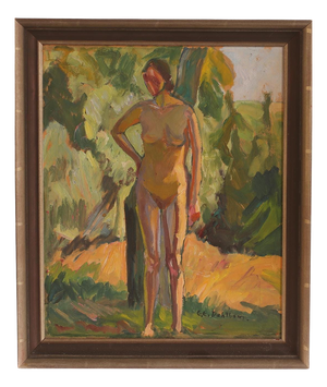 Clara-Eva Dahlbom, Standing Nude Woman, 1960s, Oil on Panel