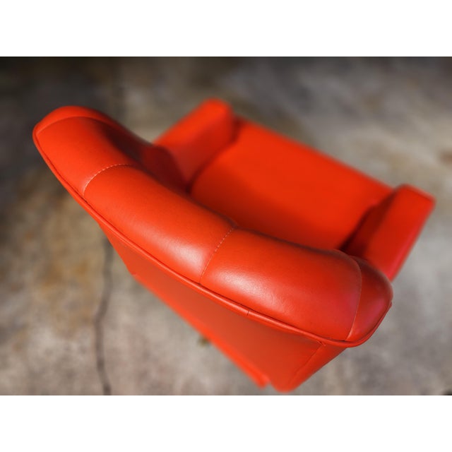 Mid 20th Century Vintage 1950s Midcentury Modern Pontiac Chair Co for Montgomery Ward Orange Swivel Rocking Chair For Sale - Image 5 of 10
