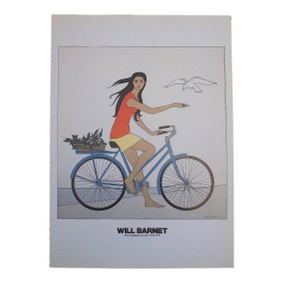 Vintage 20th Century Signed/Dated Will Barnet Lithograph "The Blue Bicycle" For Sale
