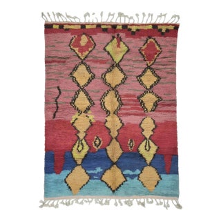 Handmade Abstract Berber Wool Rug - 8.9 X 6.6 Ft For Sale