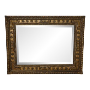 Monumental Size Gold Frame Beveled Glass Wall Mirror