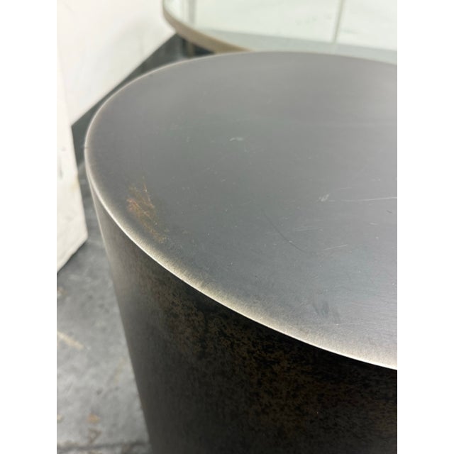 Crate & Barrel Anton Bronze Drum End Table For Sale In San Francisco - Image 6 of 12