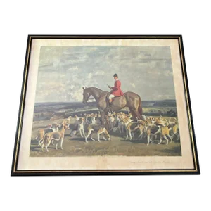 Late 19th Century Print of Stanley Barker and the Pytchley Hounds by Sir Alfred Munnings, Framed