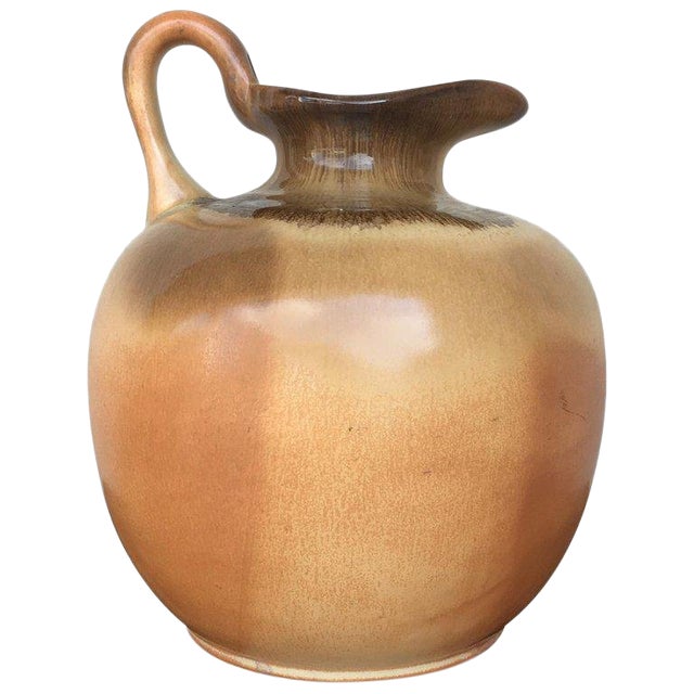 19th Century Spanish Glazed Terracotta Jug, Pot or Pitcher With Handle For Sale