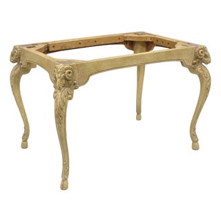 Vintage Italian Regency Rams Head Carved Hoof Foot Console Table Base For Sale