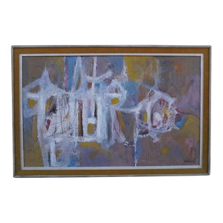 Robert Henry Johnson Mid Century Abstract Oil Painting on Canvas 1956, Framed For Sale