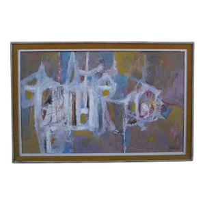 Robert Henry Johnson Mid Century Abstract Oil Painting on Canvas 1956, Framed