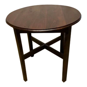 Antique Mission Style Solid Walnut Round Side Table.