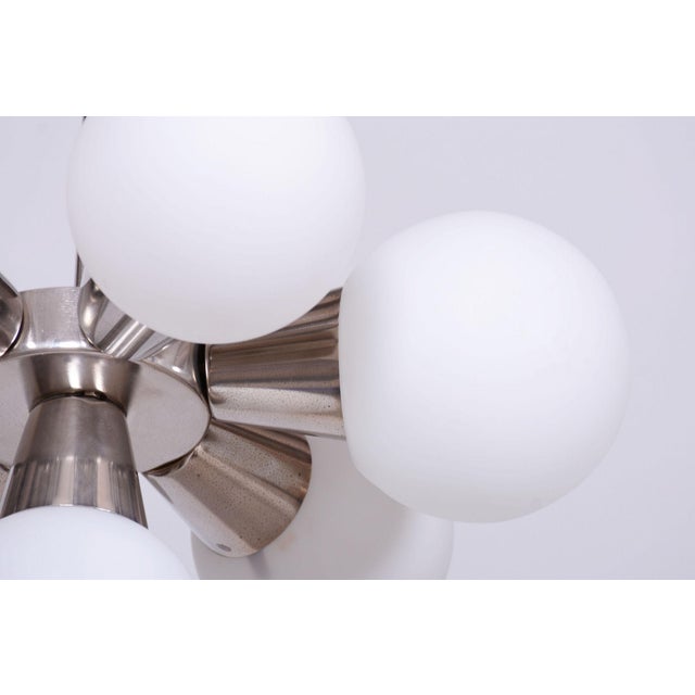 Mid-Century Czech Chandelier in Chrome and Glass attributed to Kamenický Šenov, 1970s For Sale - Image 6 of 9