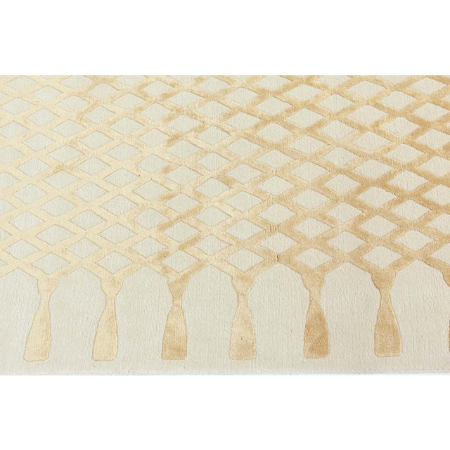 Modern High-Low Textured Wool & Silk Runner by Doris Leslie Blau Size: 4'0" × 25'0" (121 × 762 cm) This contemporary hand-...