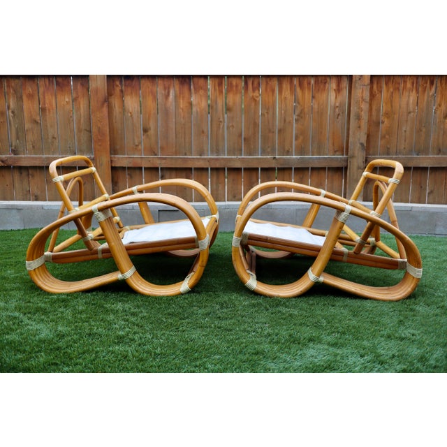 Rare Set of Chairs! Based on Paul Frankl's Rattan Pretzel Design! These chairs do show their age, have tons of character....