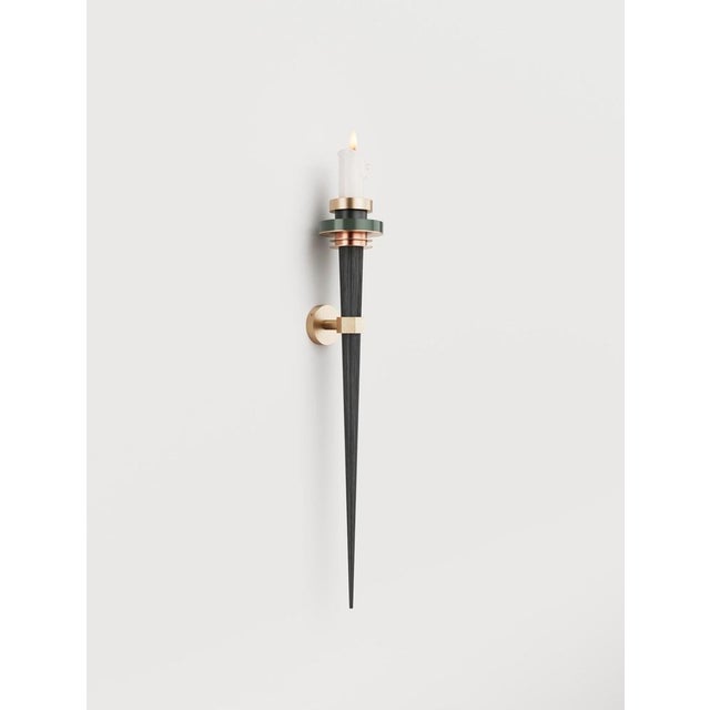 Torca II Wall Lamp in Brass and Oxidized Wood by Marine Breynaert For Sale - Image 6 of 9