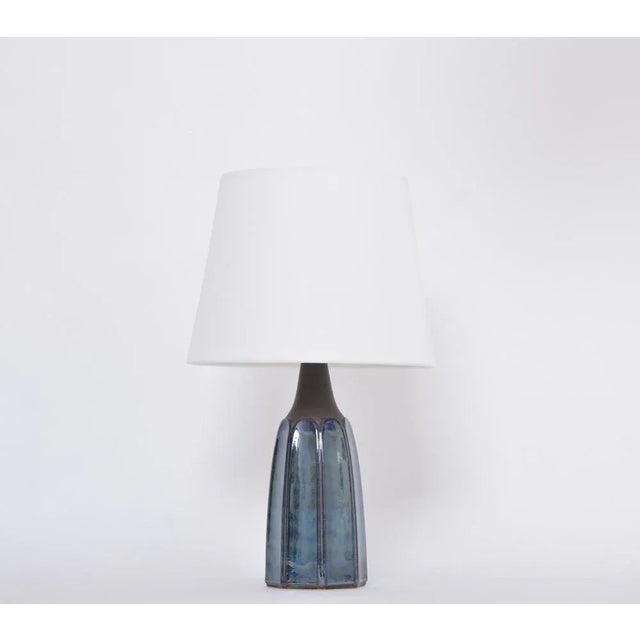 Tall Blue Stoneware Table Lamp Model 1042 by Einar Johansen for Søholm Table lamp made of stoneware with blue ceramic...