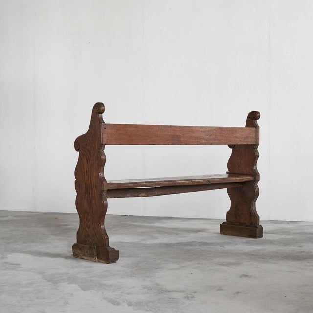 Antique Hall Bench in Carved Oak, 19th Century For Sale - Image 12 of 14