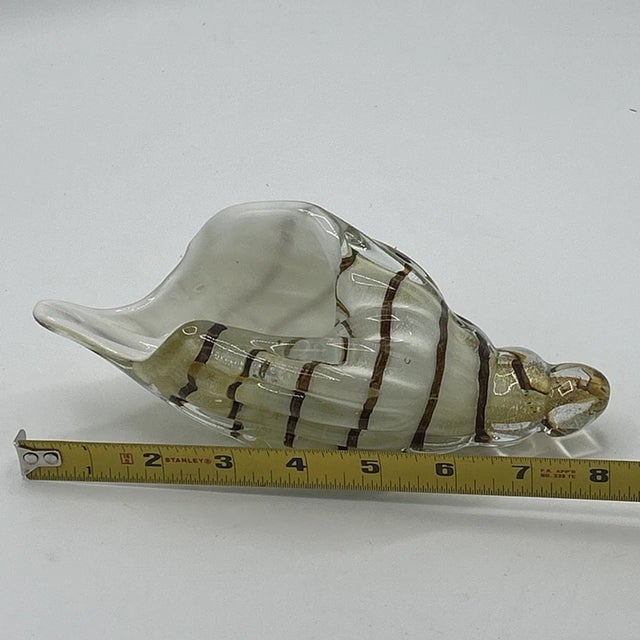 Vintage Murano Style Art Glass Conch Seashell 9.5" Hand Blown Nautical Decor Figurine For Sale - Image 9 of 10