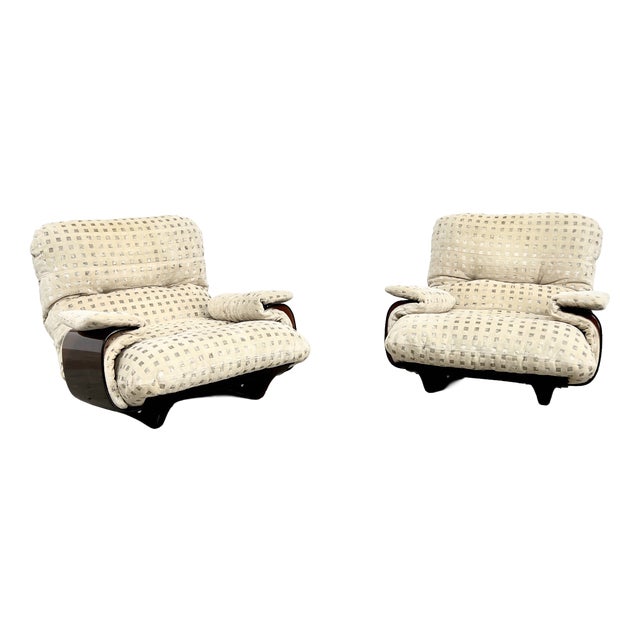 Marsala Armchairs First Edition in Velvet by Michel Ducaroy for Ligne Roset, France, 1971, Set of 2 For Sale