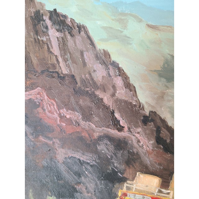 Paper Vintage 1960s Americana Folk Art Oil Painting Wild West Stagecoach & Horses For Sale - Image 7 of 16