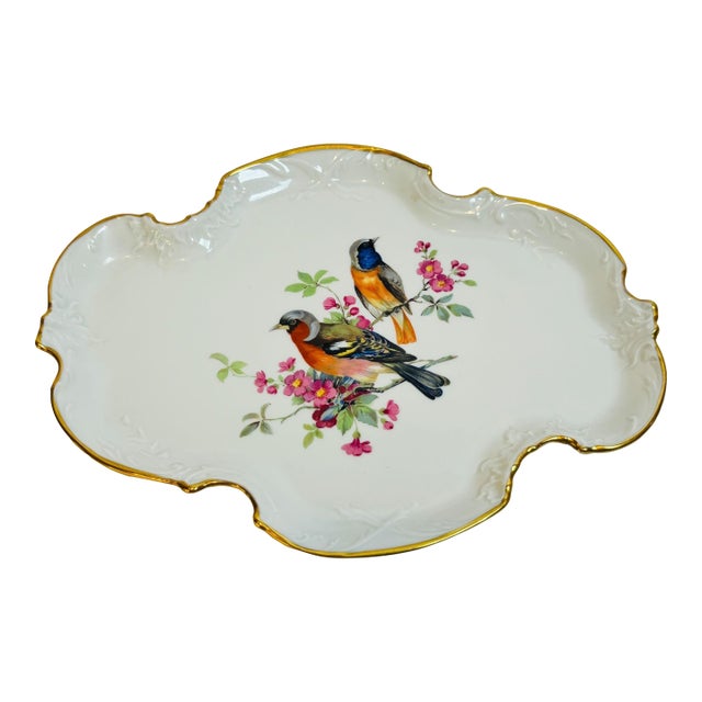 Vintage Limoges France Porcelain Plate Hand-Painted With Bird Decor Collectible For Sale