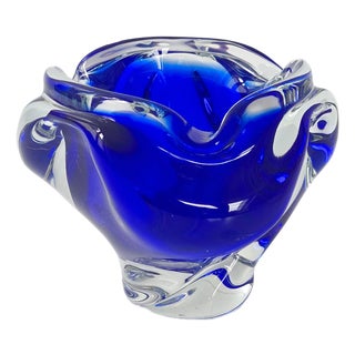 Vintage Blue Murano Glass Ashtray, 1960s For Sale