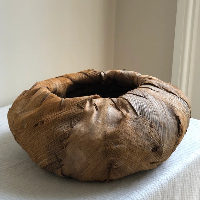 Mid-Century Palm Beach Regency Banana Leaf Basketry Bowl For Sale - Image 11 of 13