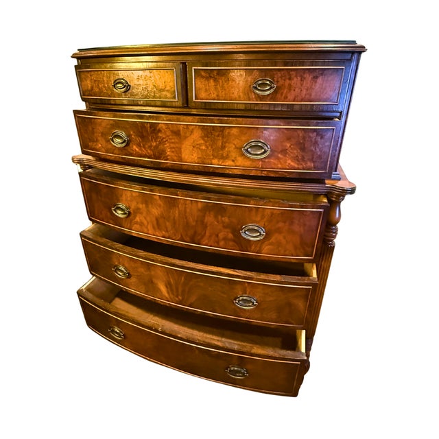 **Antique Mahogany Chest of Drawers**Brass Hardware, Glass Top, Carved Columns** For Sale In Denver - Image 6 of 6